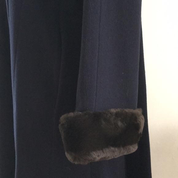 Brown faux fur neck cuff long wool coat 0 P - Picture 5 of 8